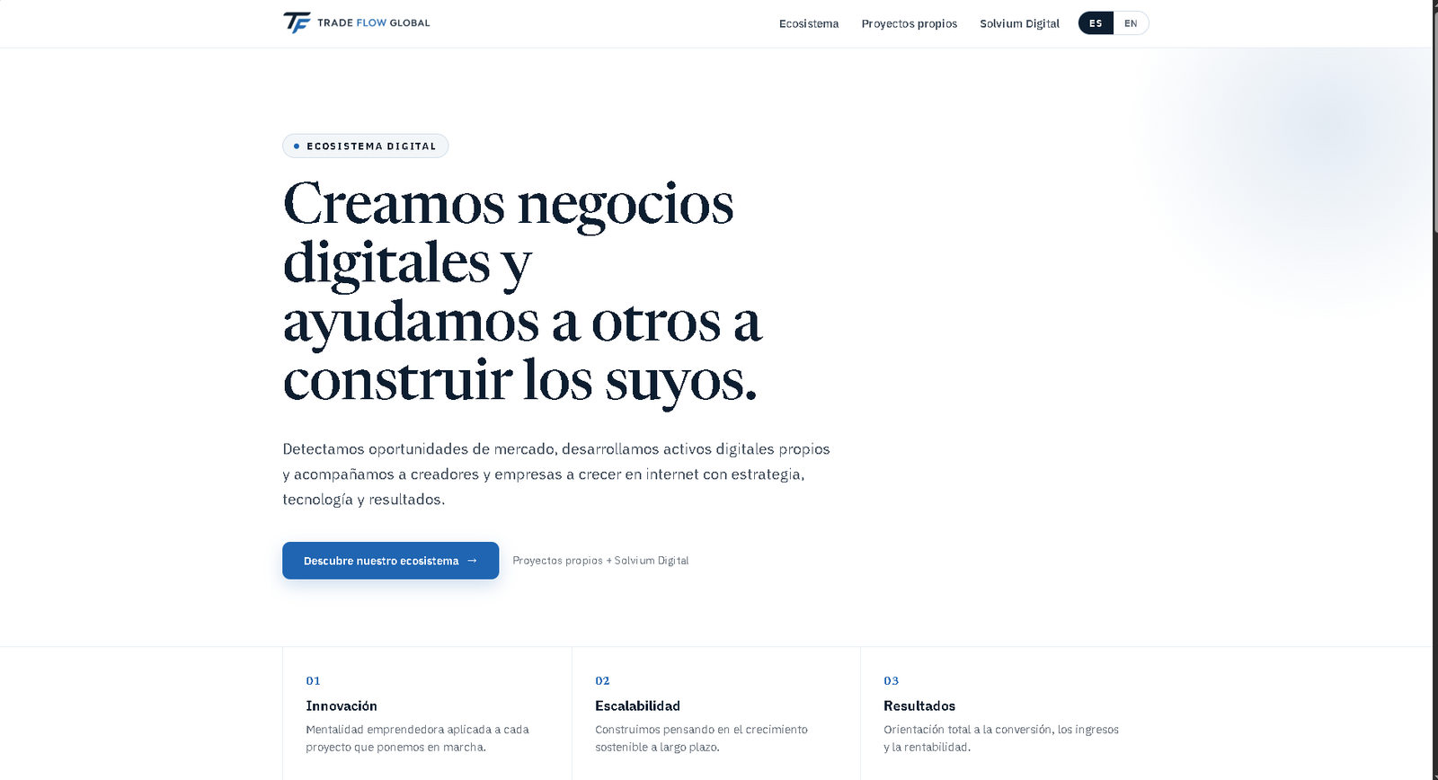 Página de inicio de Trade Flow Global